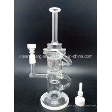 Clear Glass Oil Rig Recycler Water Pipe Wholesale with Showerhead Perc